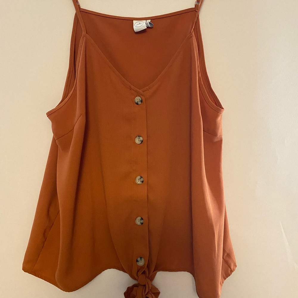 Paper Crane burnt orange tie tank top